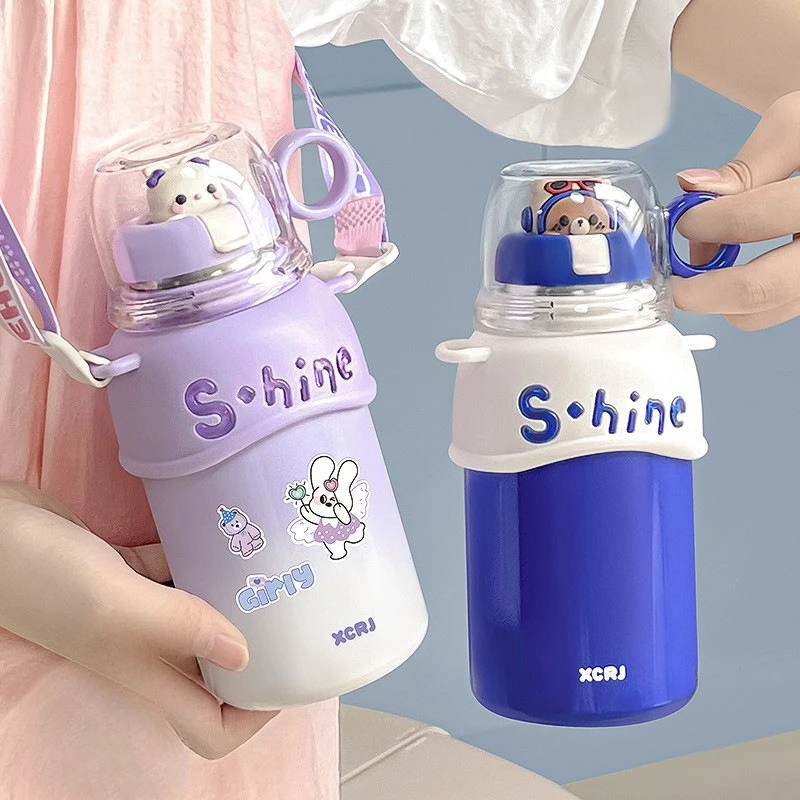 garrafa-termica-kawaii-shine-de-500ml-para-criancas-termo-a-vacuo-em-aco-inoxidavel-304-com-alca-para-escola-e-viagens
