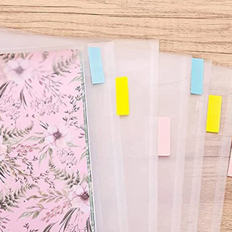Horizontal Transparent File Bag PP Snap Bag Mini Stationery Storage A5 Information Bag File Bag With Label (8 Pieces)