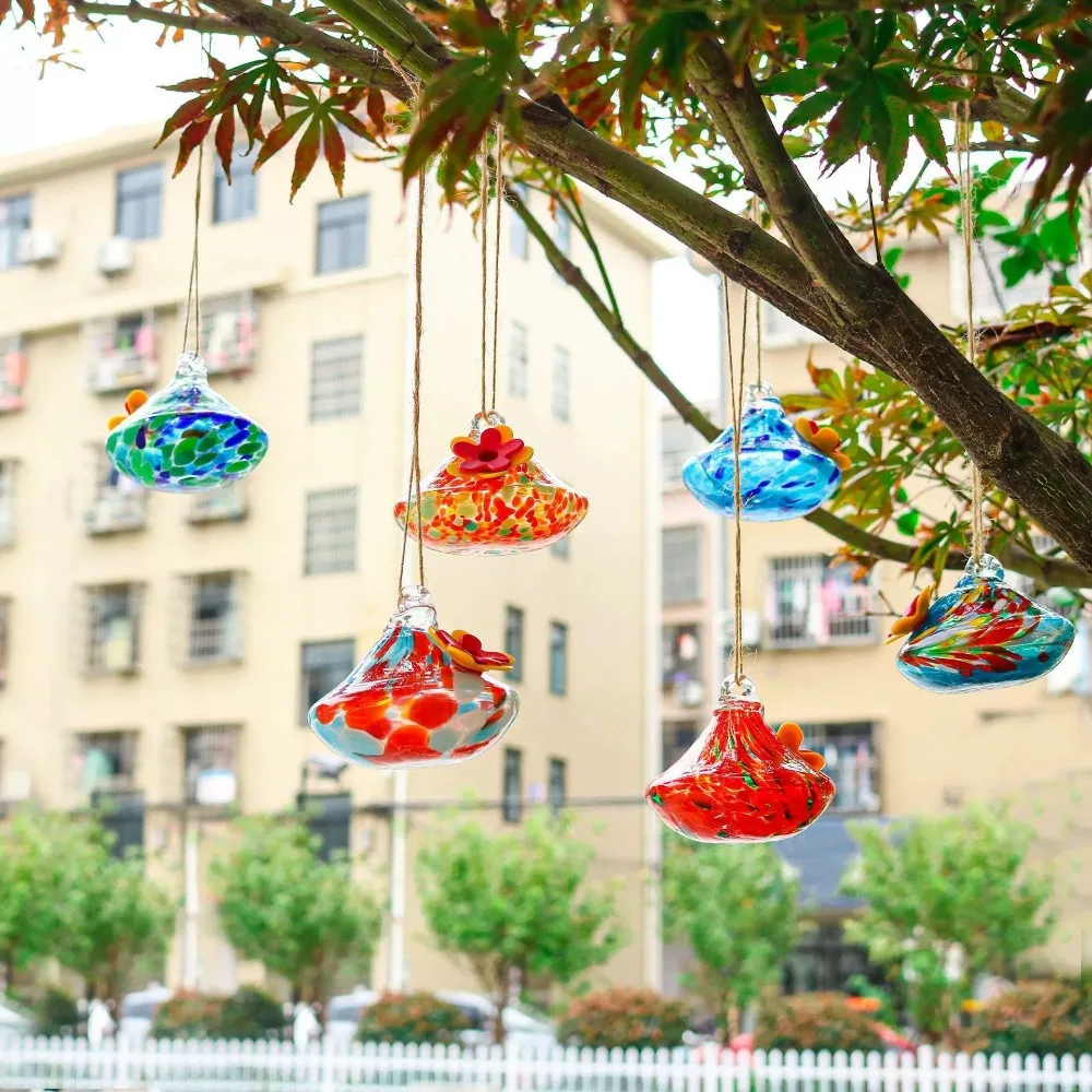 Comedero creativo de colibrí en forma de gota, bola de cristal colgante para pájaros, alimentador automático, práctico contenedor de agua para jardín y patio