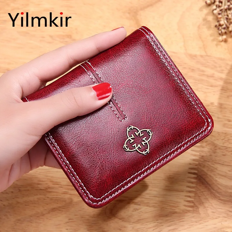 PU Leather Buckle Coin Purse Short Women's Wallet Retro Simple Purse Fashionable Zipper Women's Hand-held Multi Slot Card Bag