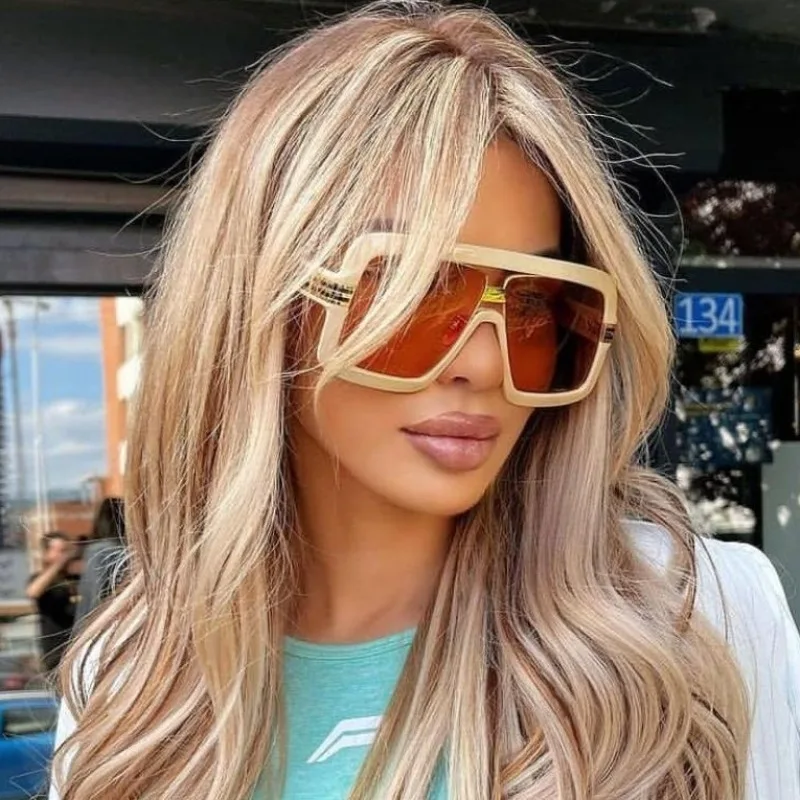 

Oversized Square Sunglasses Double Bridge One Piece Flat for Women Luxury Brand Sun Glasses Men Vintage Gradient Shades Очки