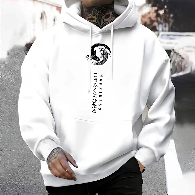 

Japanese Bushido Print Mens Hoodie 2025 Urban Streetwear Fashion Hip Hop Hooded Sweatshirt Autumn Winter Male Trendy Casual Coat