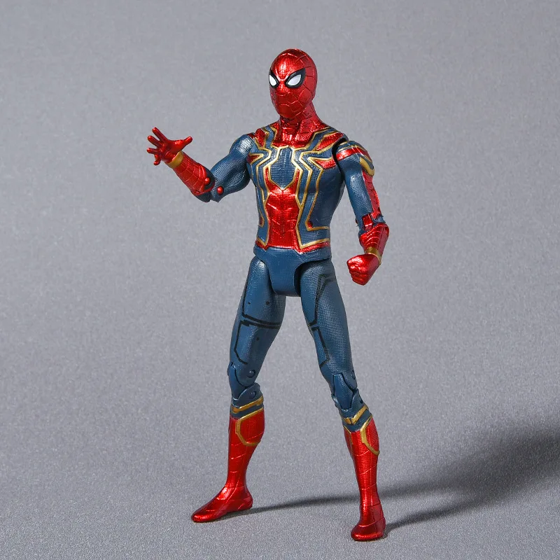 Spiderman Anime Figure Toys Children Cartoon Movie Spider-Man Ironman Hulk Luminous Figure Model Dolls PVC Kids Gift