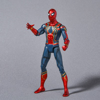 Bandai Spiderman Anime Figure Toys Children Cartoon Movie Spider-Man Ironman Hulk Luminous Figure Model Dolls PVC Kids Gift
