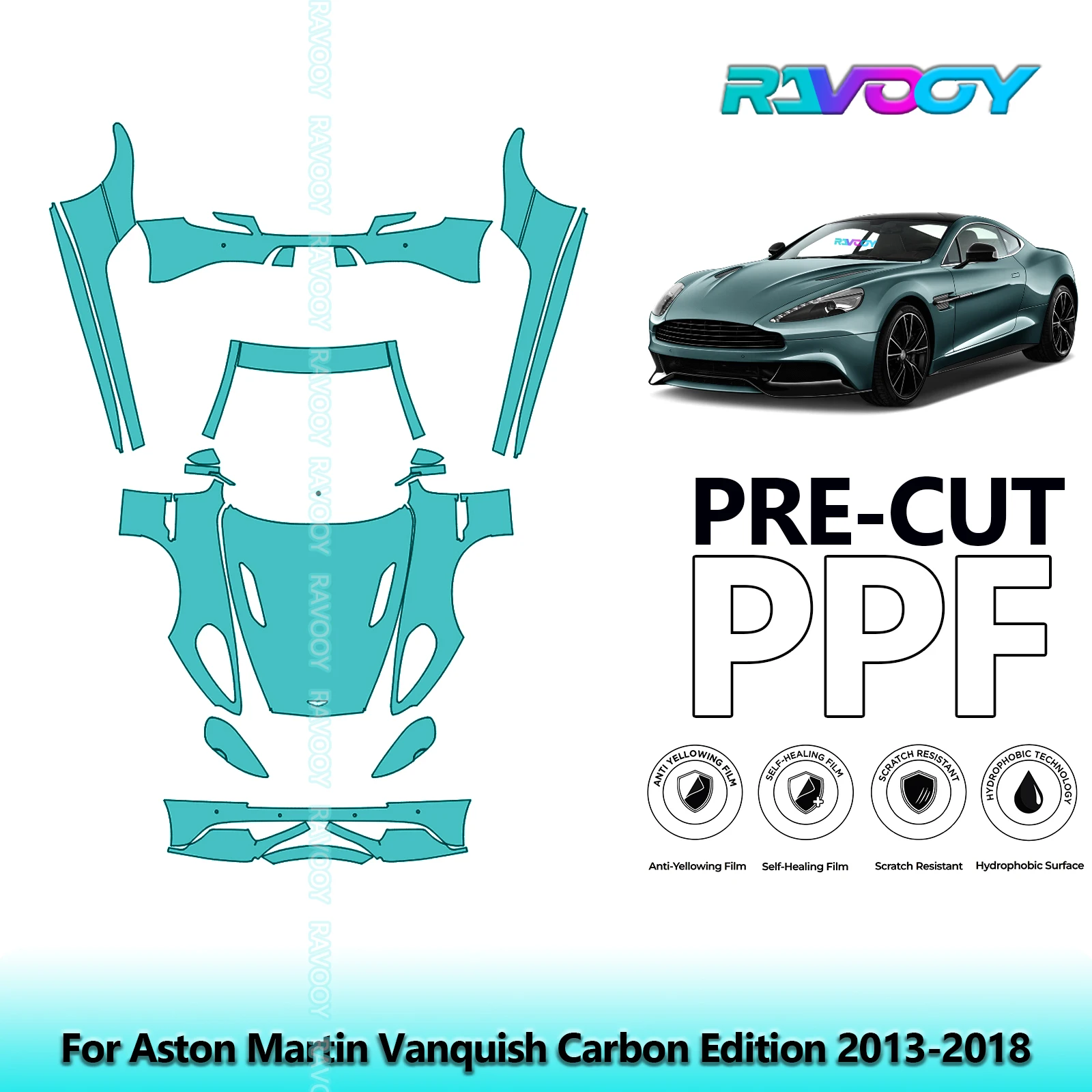 

Front Kit+Rockers+Rear Bumper Clear Bra Precut PPF Paint Protection Film For Aston Martin Vanquish Carbon Edition 2013-2018