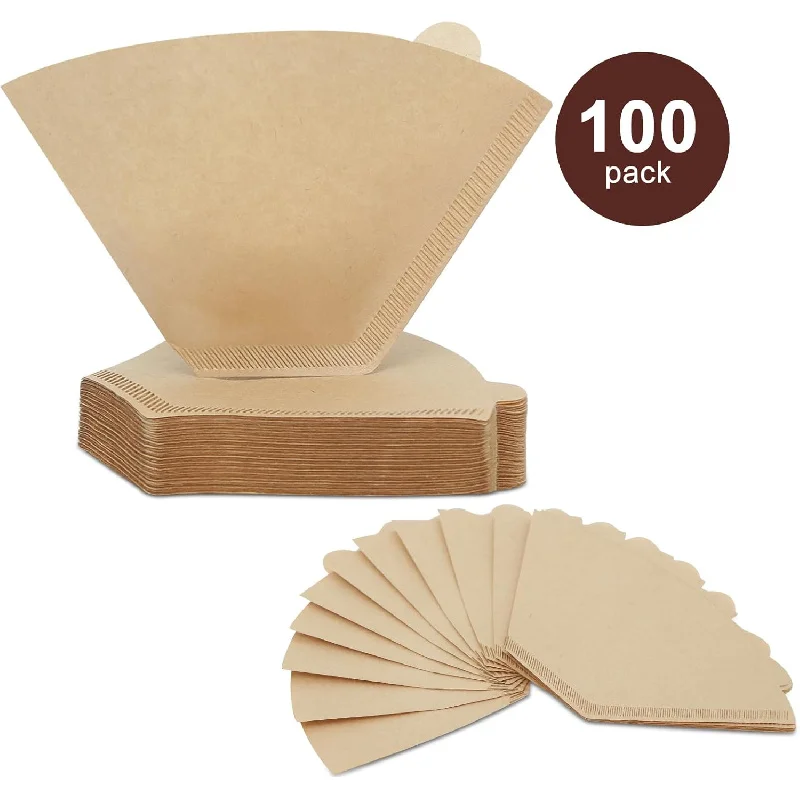 

Portable hand brewed coffee filter fan paper, 100 unbleached disposable filters, suitable for 1-12 cups