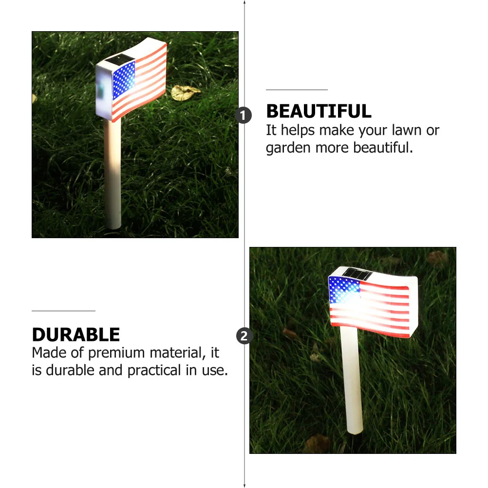 

2Pcs Solar Garden Lights PVC ABS Components Independence Day Decor Lawn Lanterns Outdoor Lighting L scape Yard Pathway Pool