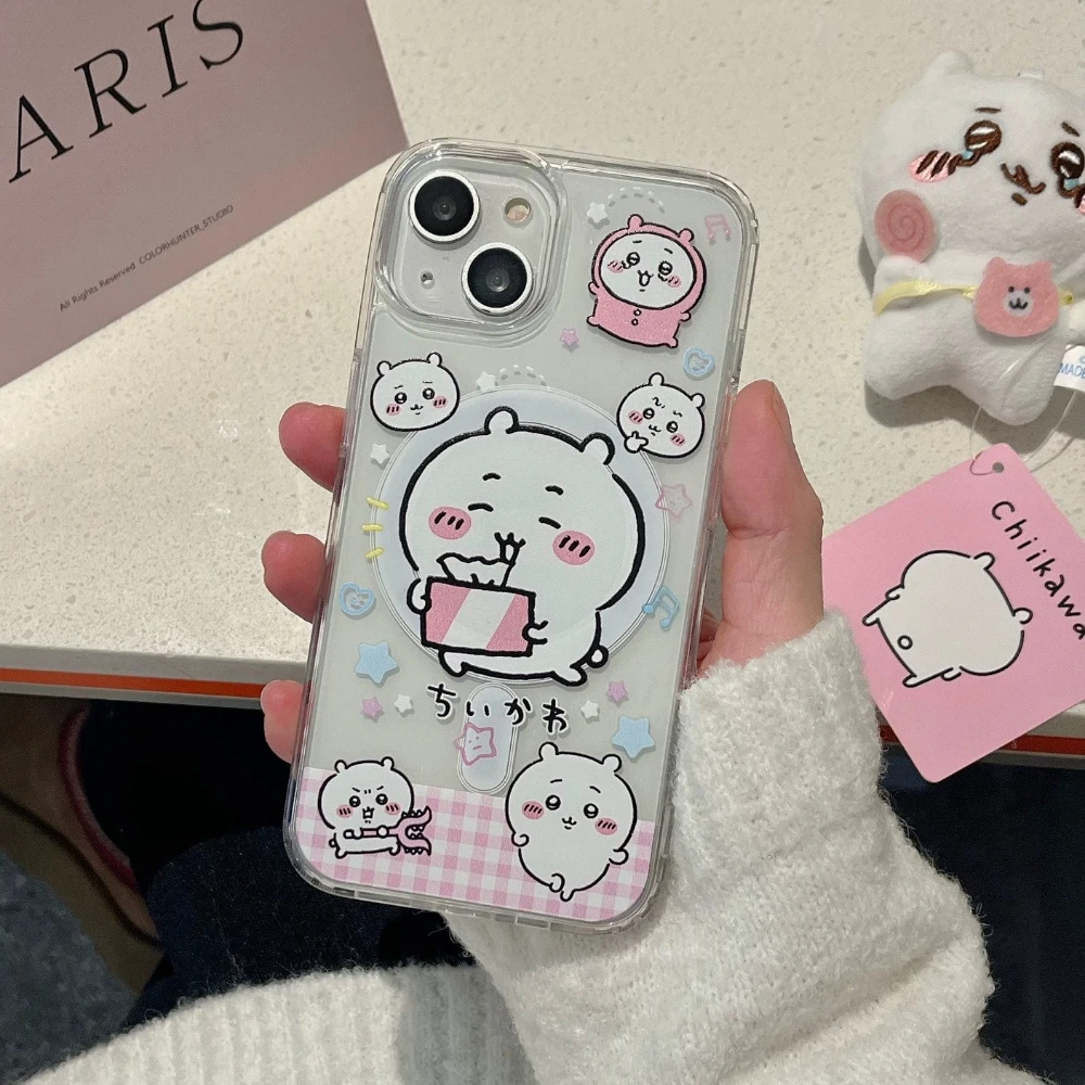 Cute Cartoon Anime Chiikawa Magnetic Holder Magsafe Wireless Charge Phone Case For iPhone 17 16 15 14 13 12 11 Pro Max Cover view 5