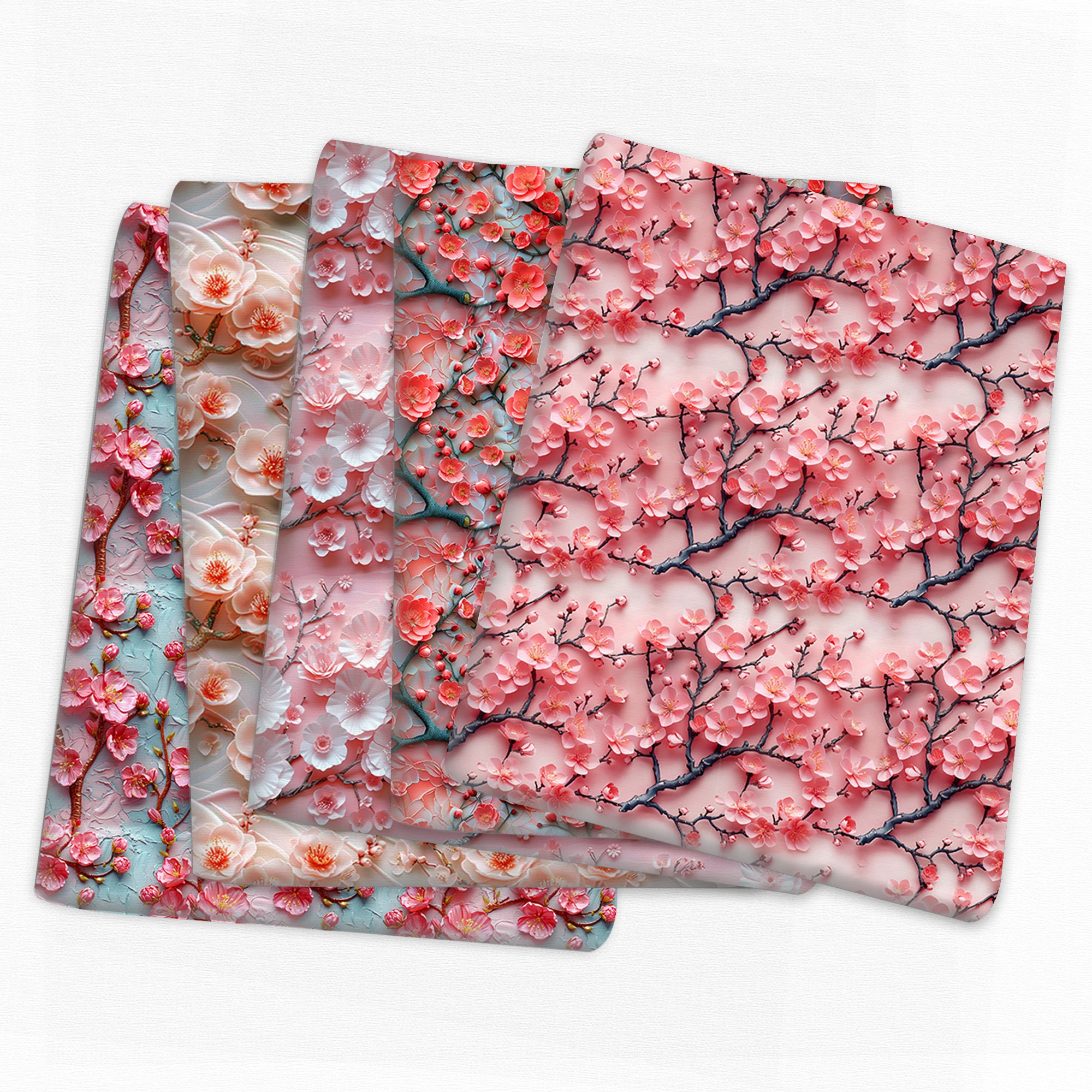 50*145cm tessuto di cotone poliestere fiore di ciliegio stile 3D per tessuti per cucire tessuti trapuntati materiale per ricamo fai da te fatto a