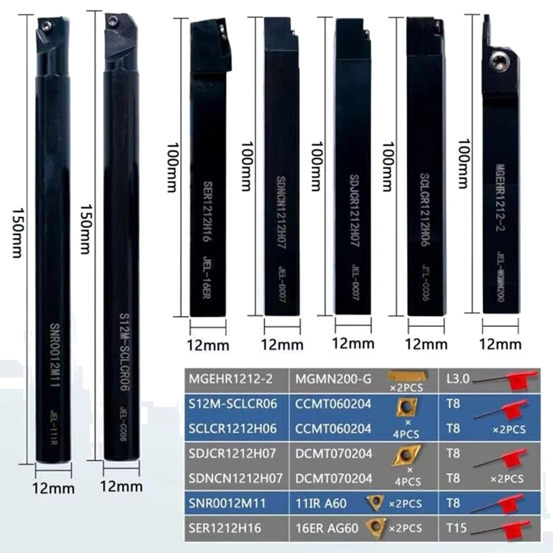 Torno Threading Tool Set, virando Shank Boring Bars, Inserções De Carboneto Indexáveis