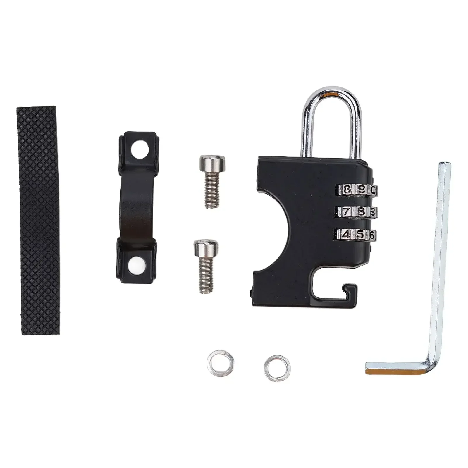 

High Quality Car Helmet Lock Combination Lock 1 PC Aluminum Alloy Black Gasket Wrench 3 Digits Password Car None