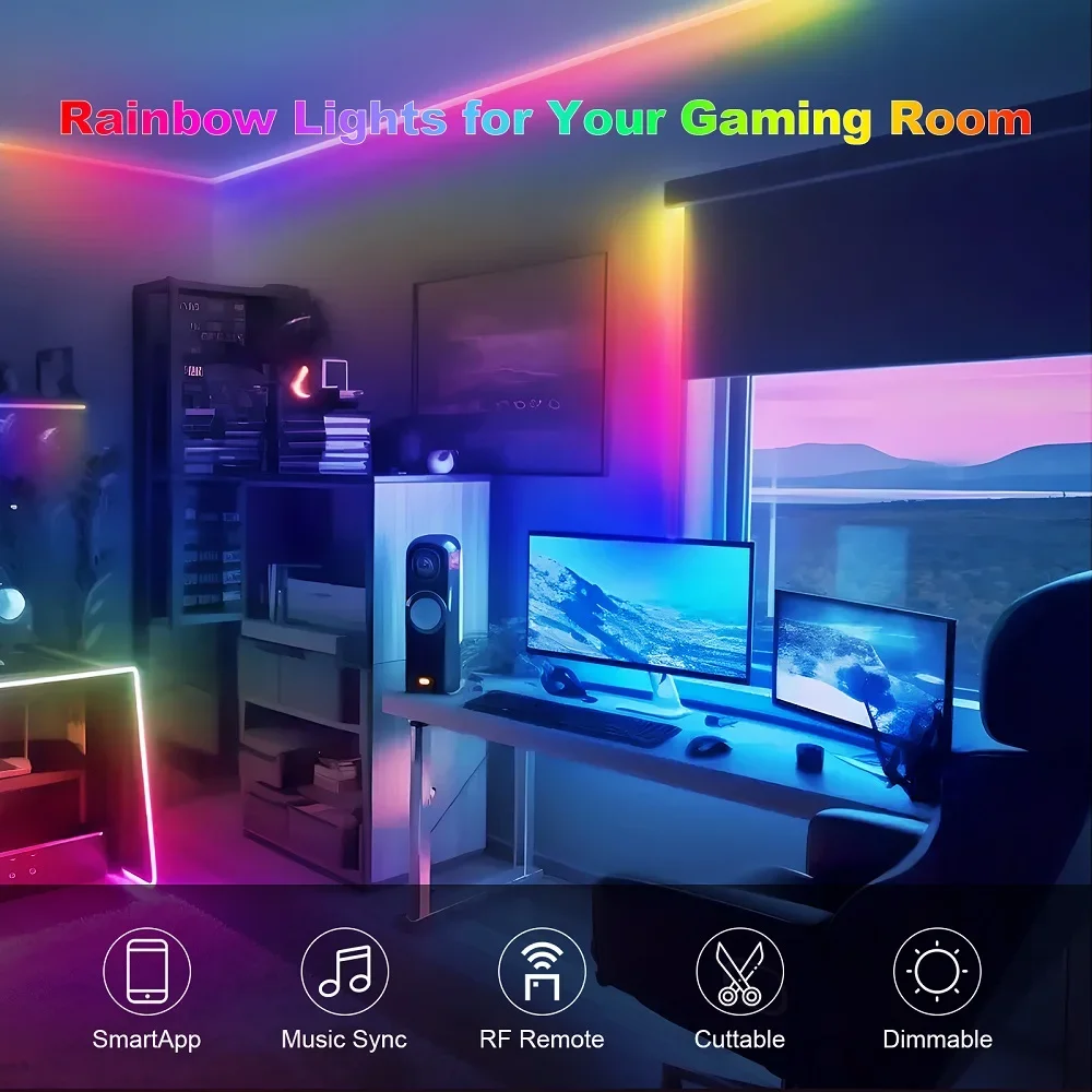 RGBIC Smart RGB Light DC24V WS2811 COB LED Strip 576leds/m Bluetooth App Control for Christmas Party Bedroom Kitchen Decor