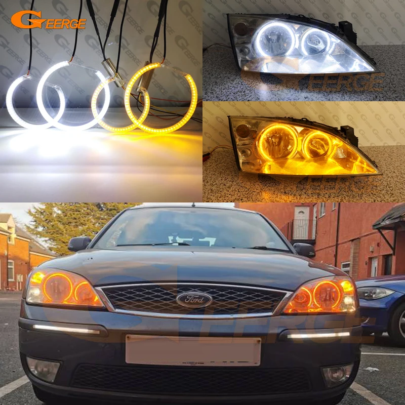 

For Ford Mondeo MK3 2000 - 2007 Ultra Bright A/W Switchback Day Light Turn Signal SMD LED Angel Eyes Kit Halo Rings