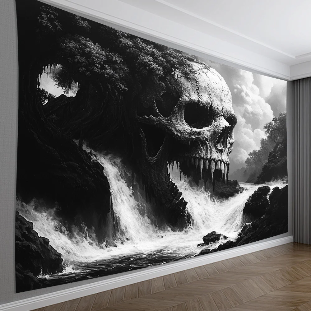 Stunning 3D Skull Tapestry - Vibrant Wall Hanging for Living Room, Bedroom, Office Decor - Perfect Creative Gift for Parties