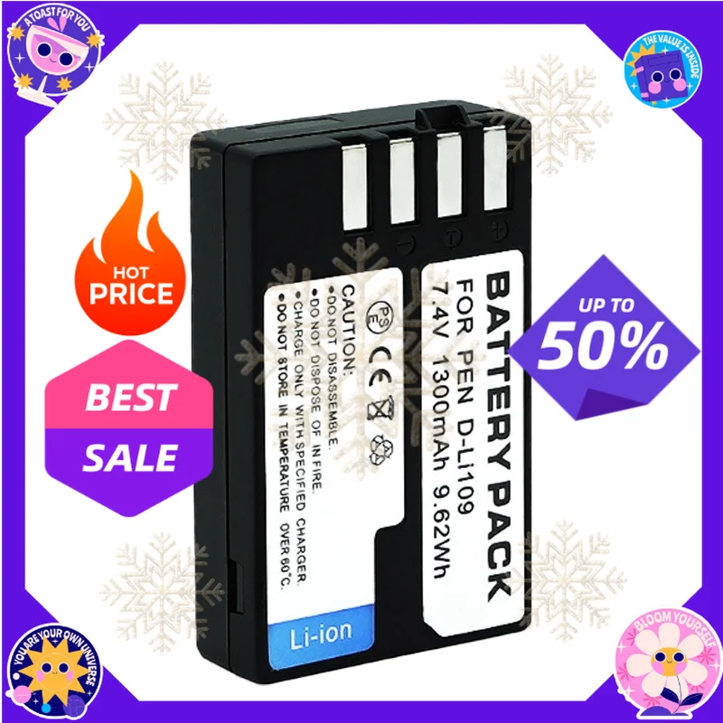 SWZY 7.4V 1300MaH D-Li109 DLi109 Battery Full Decoding For Pentax KR KP K2 K30 K50 K70 K500 KS1 KS2 K-S1 K-S2 K-R K-P K-2