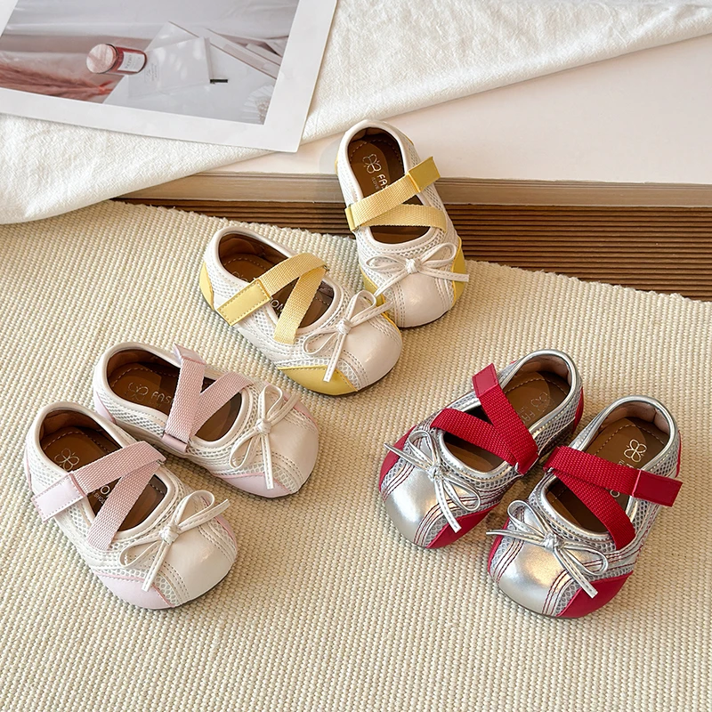 

Girls' Casual Breathable Leather Shoes 2026 New Fashion Mary Jane Shoes Lightweight Versatile Children's Bow Knot Footwear