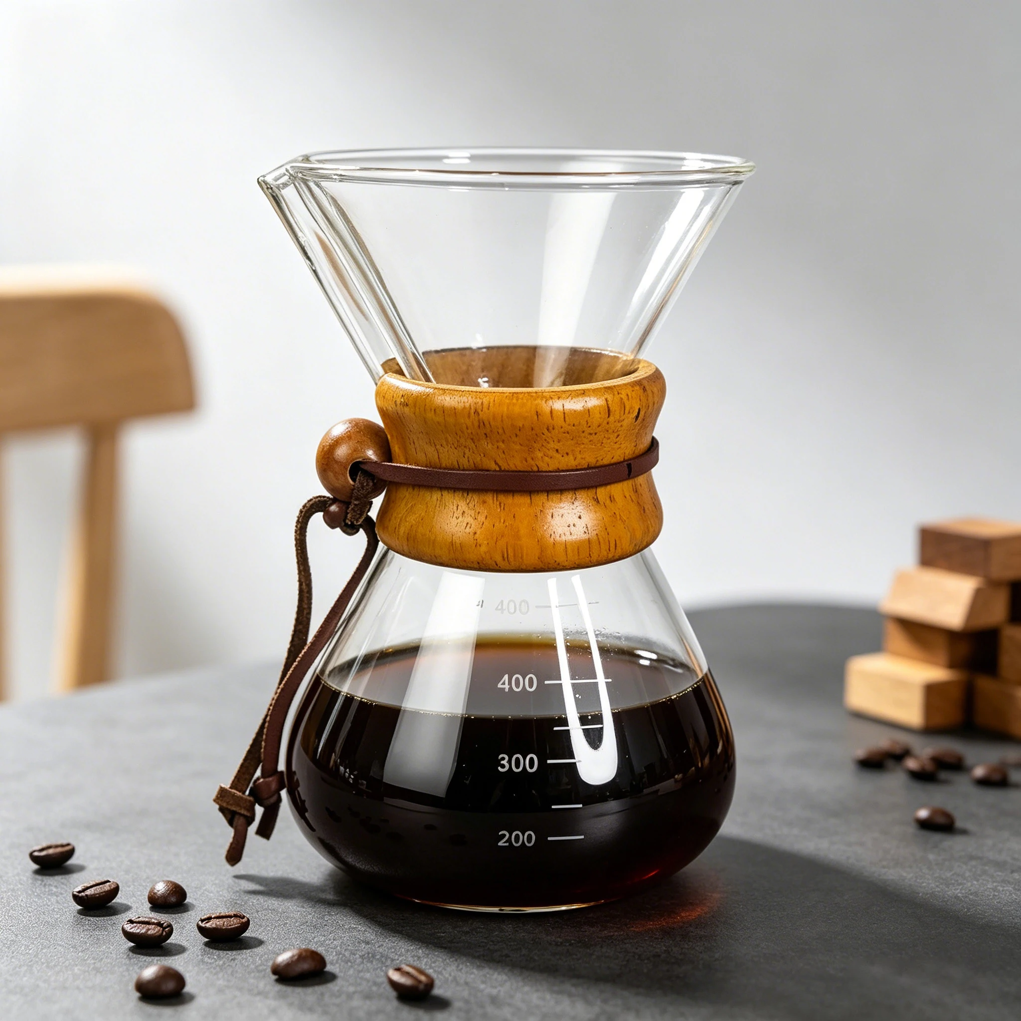 

Classic Style Transparent Glass Coffee Brewer; Manual Coffee Maker for 1-3 people (400ml)