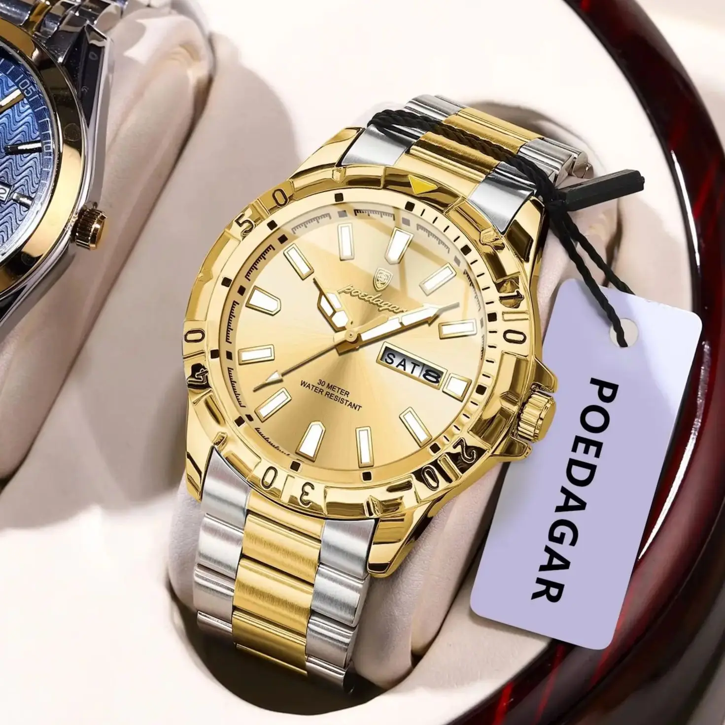 

POEDAGAR Luxury Business Man Wristwatch Waterproof Luminous Date Week Men Clock Stainless Steel Quartz Sport Men's Watches Reloj