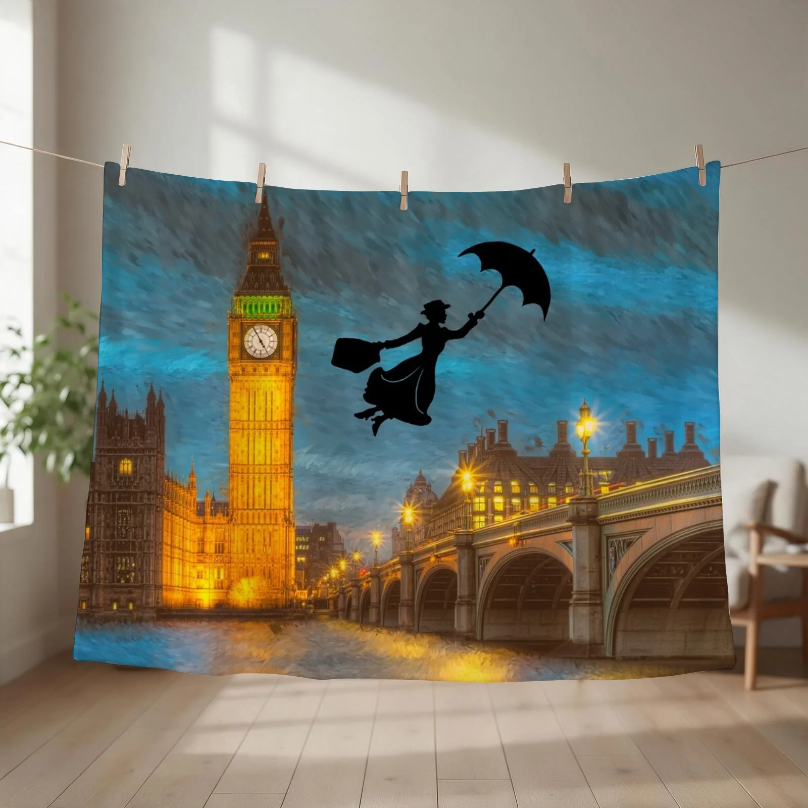 Magical Nanny Over London Throw Blanket Sofas Single Polar Luxury Thicken Blankets