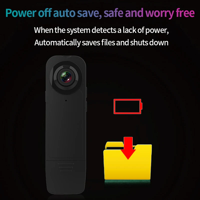 Mini Camera with Pocket Clip Bodycam Micro DV Body Digital Video Built-In HD Night Battery for Meeting Recording Running Living