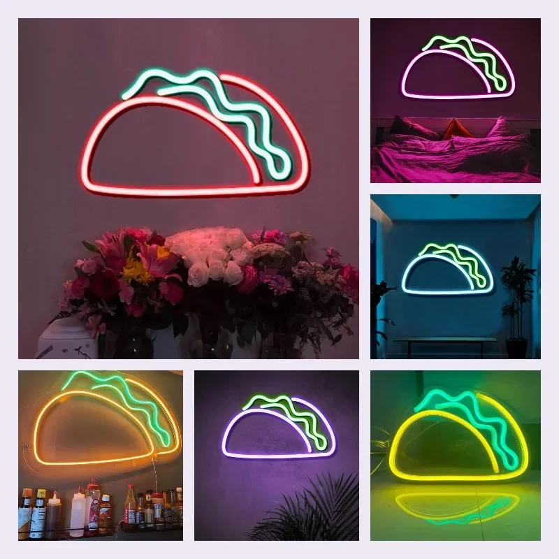 Custom Food Neon Sign LED Business Signs Burger Kitchen Burrito Indoor Wall Neon Decor Creative Gift Taco Neon Nightlight USB