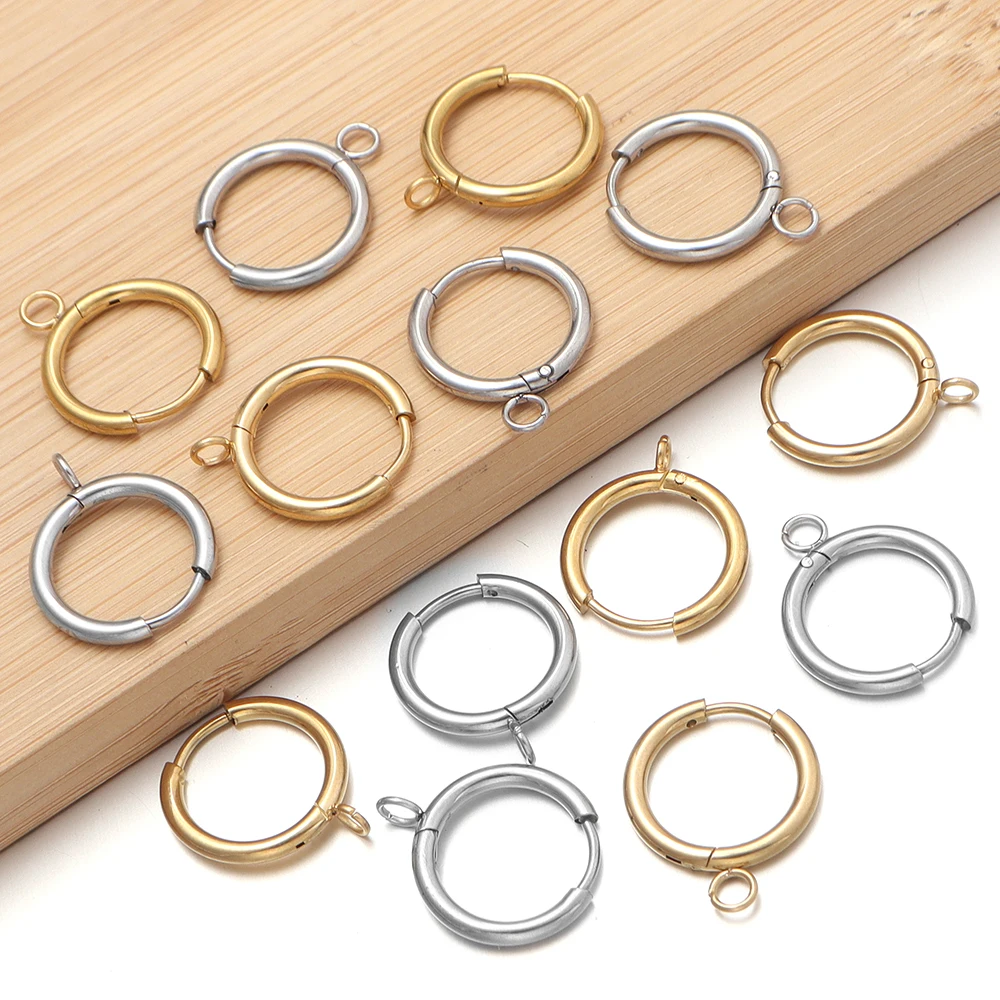 5 Stück/Set Edelstahl-Ohrringe, Creolen, offene Ohrringhaken, runde Ohrringverschlüsse, DIY Schmuckherstellungszubehör – Detail 6