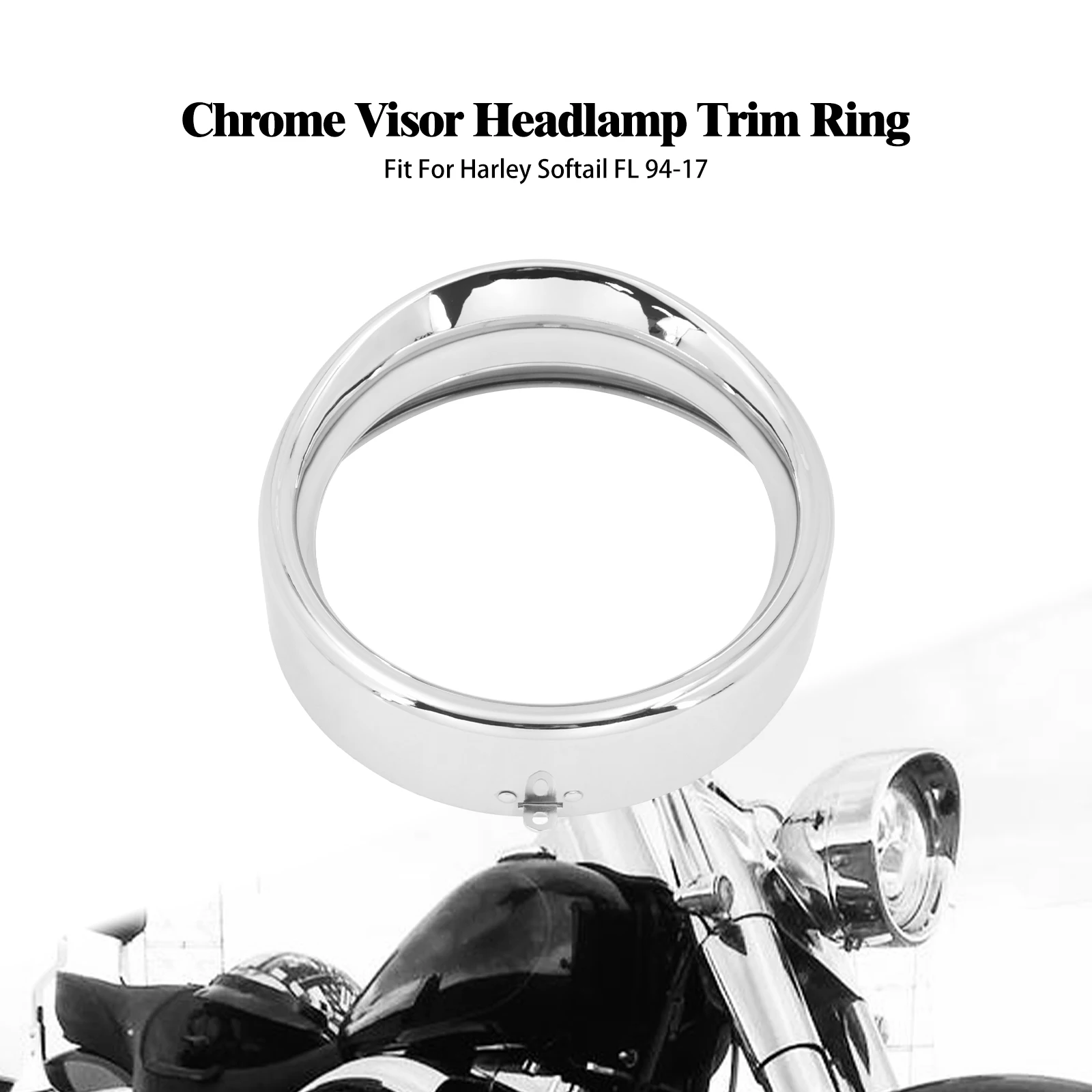 

Motorcycle Visor Headlamp Trim Ring Bezel Black/Chrome LED Headlight Trim Cover For Harley Softail FLSTN FLSTFB FLSTC FLST 94-17