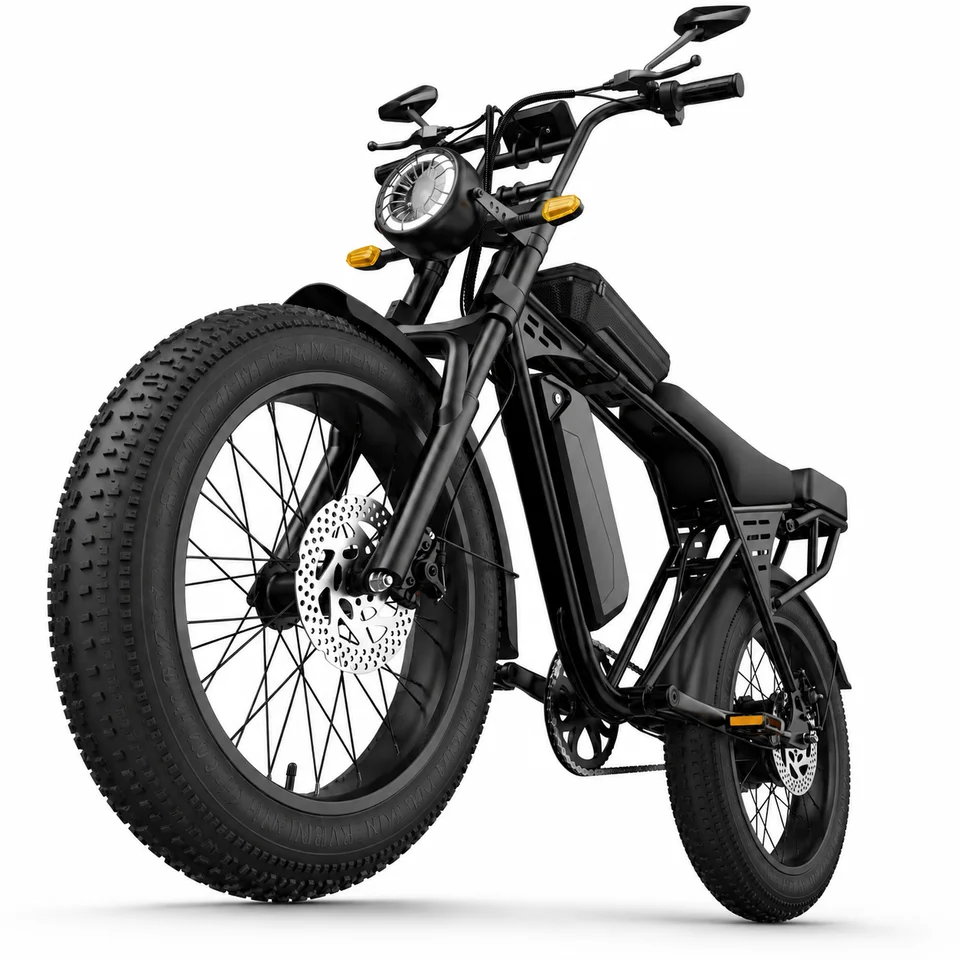 Electric Bike for Adults, 1000W Peak Motor 50 Miles Fat Tire Ebike with 48V 15Ah Removable Battery 20" Fat Tire Electric Bike, Front Suspension and 7-Speed