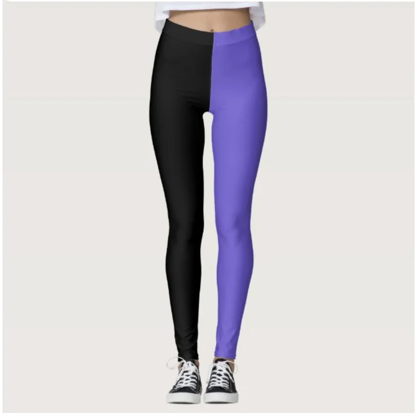 Color-matching printed stretch slim-fit elastic waist casual leggings for women every day