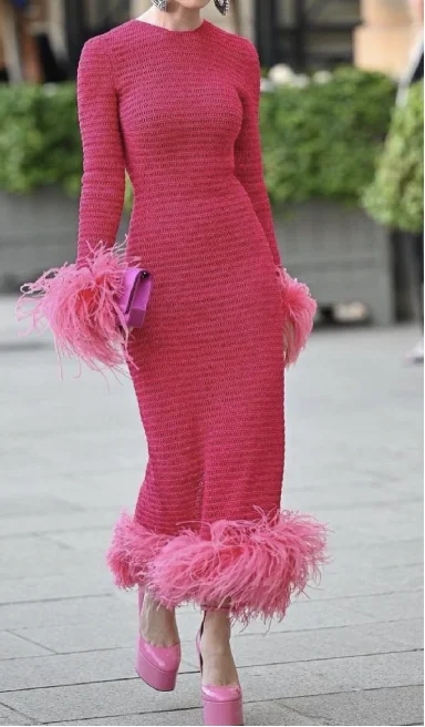 Romantic Pink Candy Color Sexy Evening Dress Side Slit With Feather Sweetheart Prom Party Dress 2022 Gowns For Women 2022