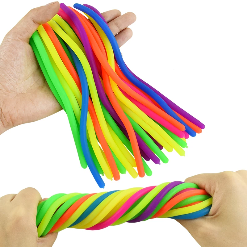 

10pcs Stretchy Noodles String Fidget Toy Silent Fidget Toys Relieve Stress Adult Anxiety Stress Sensory Toys Kids Birthday Gifts