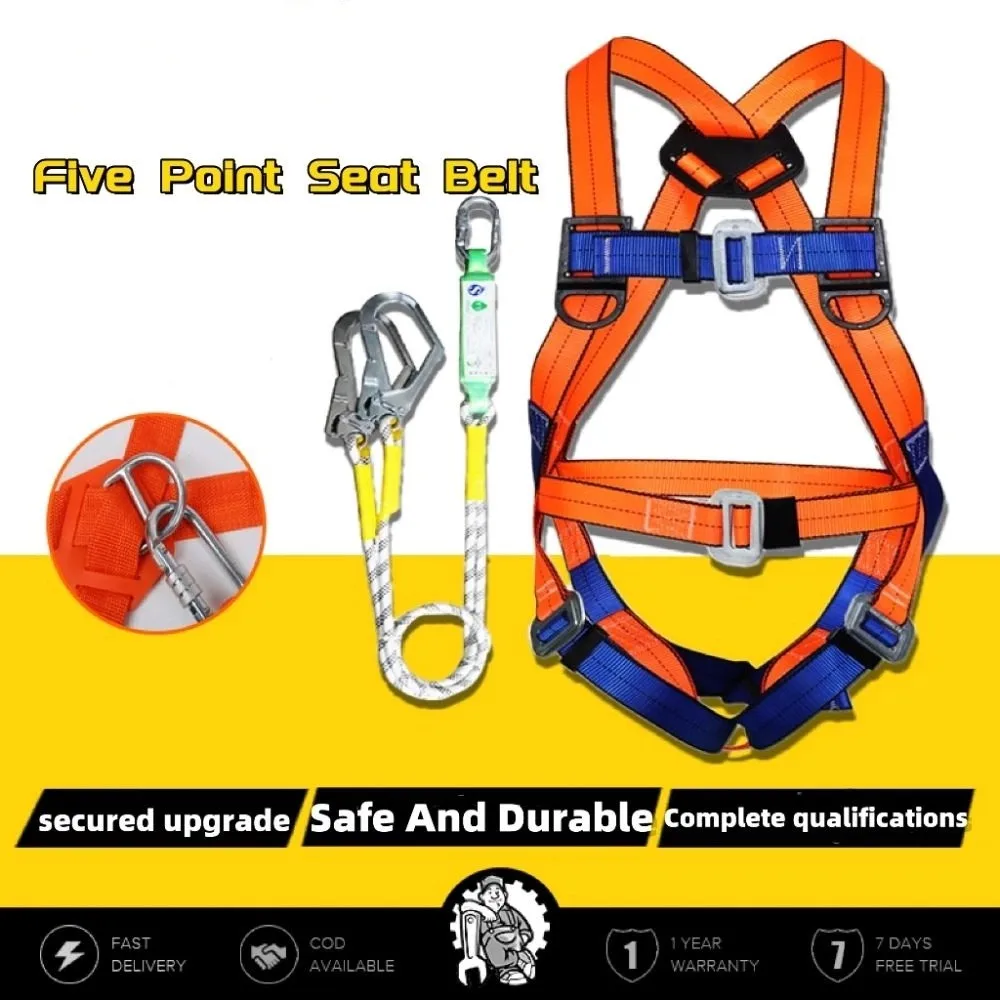 حزام أمان بخطاف مزدوج مقاوم للاهتراء، حزام أمان لكامل الجسم، حبل أمان على ارتفاعات عالية، حزام أمان للتسلق في الهواء الطلق