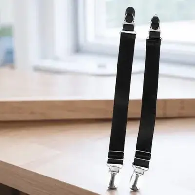 Giarrettiere da donna nere 24x19 cm Bretelle con clip a becco d'anatra in metallo Calze elastiche regolabili Fibbia per giarrettiera in nylon morbido