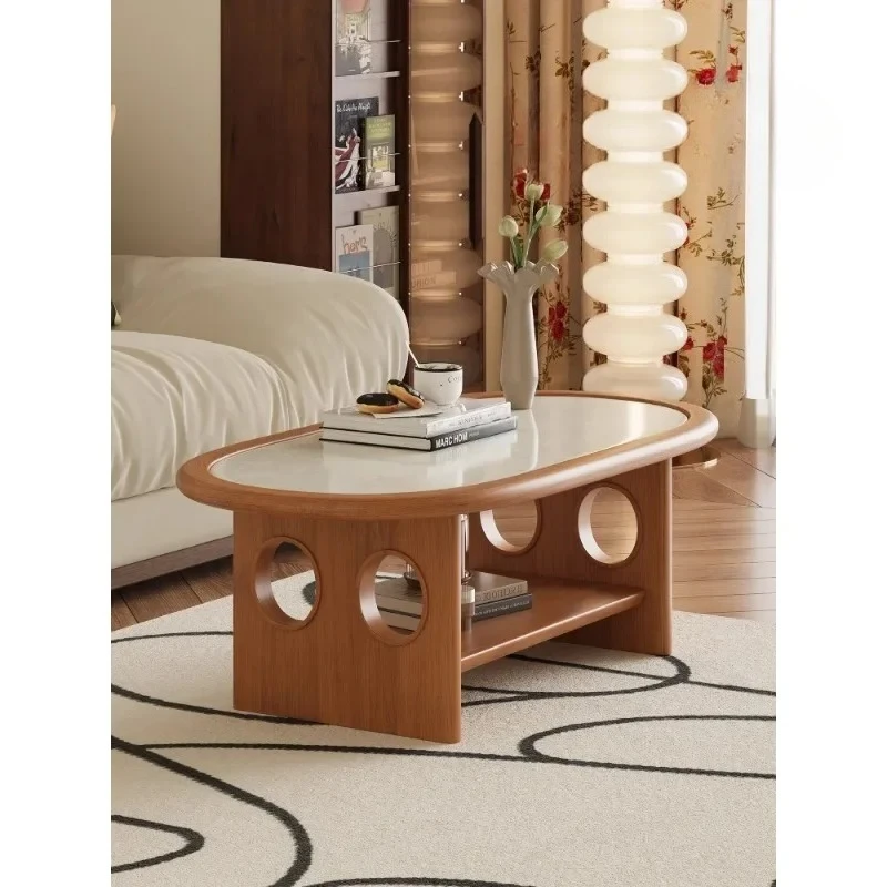 

Двойной овальный журнальный столик из массива дерева для гостиной, дома, дивана, чайный столик, простой чайный столик премиум-класса