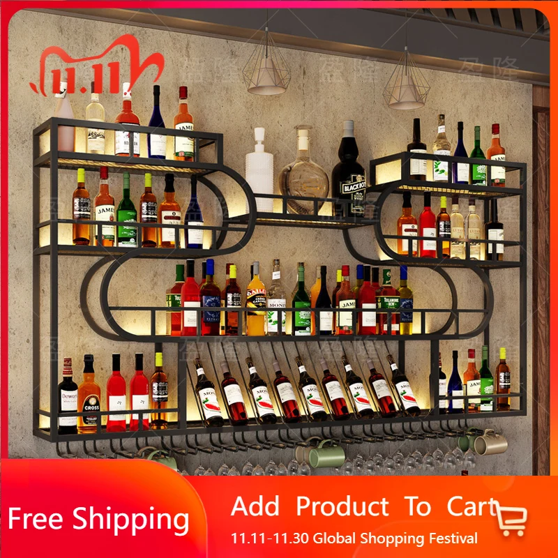 

Commercial Kitchen Bar Cabinet Wine Rack Metal Storage Bar Cabinet Wine Rack Wall Bartender Vinoteca Drinking Bar Furniture