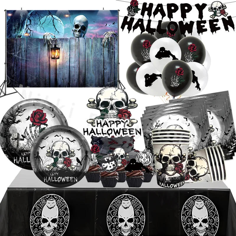 

Skull Halloween Decoration Cholo Lowrider Party Supplies Party Favors Tableware Balloons Tablecloths Plates Cups Home Decor