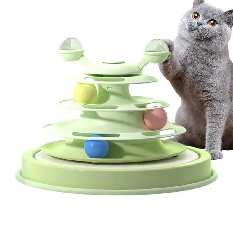 Cat Spinner Toy Cat Toy Roller Triple Funny Interactive Pet Cats Supplies For Home Yard For Small Cats Medium Cats Large Cats