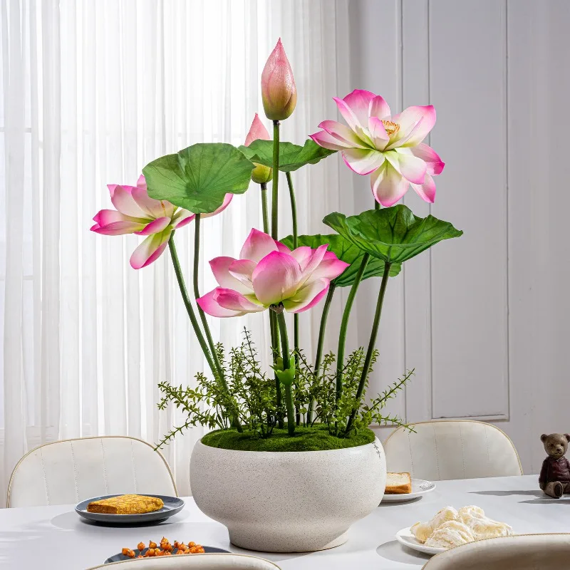 

High-end Light Luxury Simulation Lotus Flower Combination Flower Arrangement Ornament