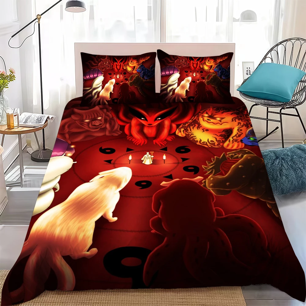 Anime N-NarutoES Duvet Cover Set Home Style Bedding Soft Laundry Cotton Bed 3 Piece Set Student Dormitory Gift