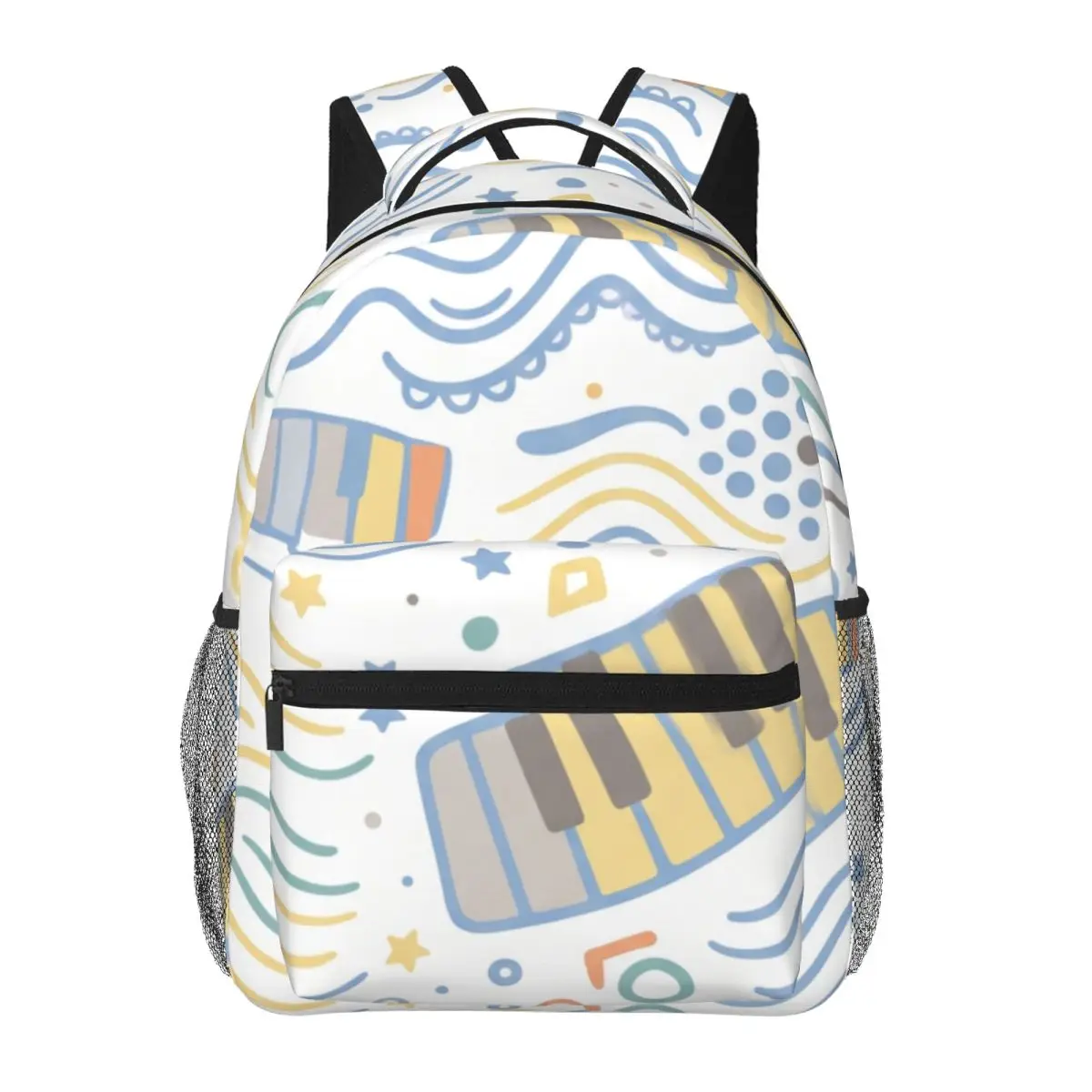 Print School Backpack Diagonal Music Note Piano Key Geometry Equalizer Street Graphic Colo Concert Bookbag for Teens College Men