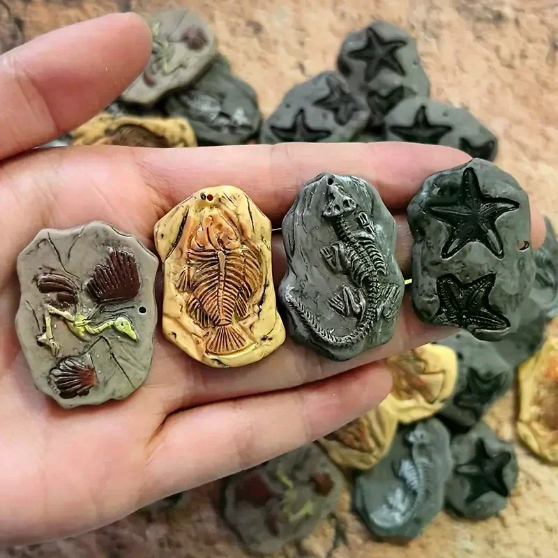Mini Dinosaur Fossil Model Set Vintage Resin Statues With Fish Bird Designs Micro Landscape Dolls House Ornament Toy DIY Crafts