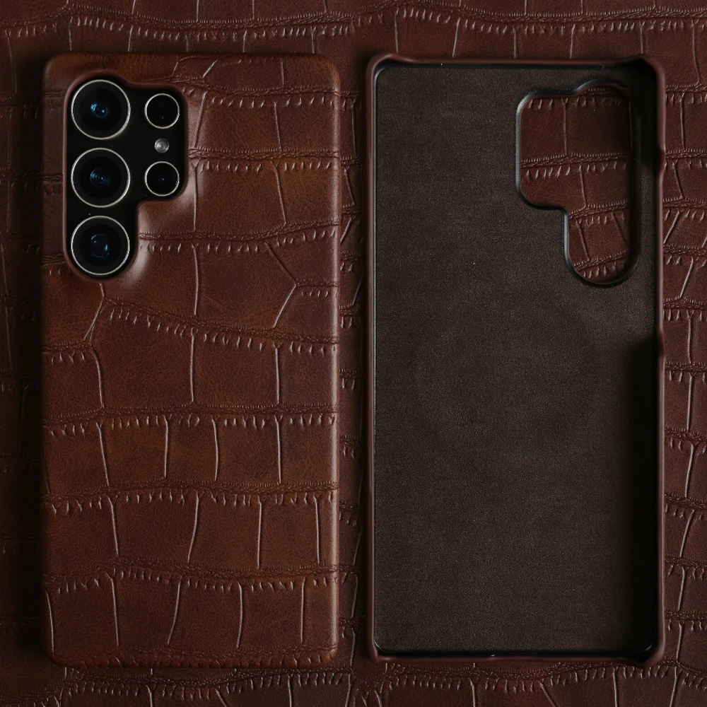 

Luxury Leather Phone Case for Samsung Galaxy S26 Pro S25 S24 Ultra S23 S22 S21 Plus S20 FE Note 20ultra Crocodile Pattern Cover