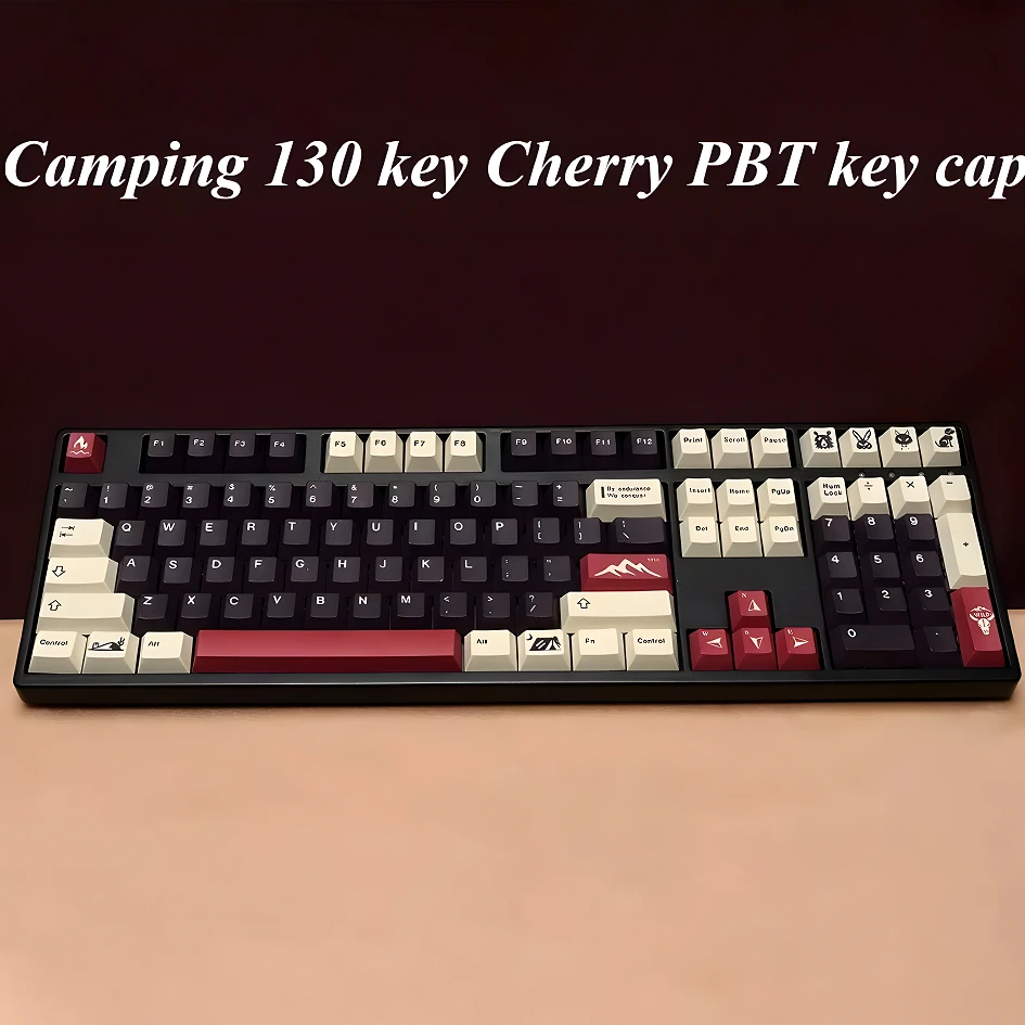 

130 Keys, Camping, Keycaps, Sublimation PBT Cherry, Keycaps, Mechanical Keyboard for Gateron Cherry MX Switch