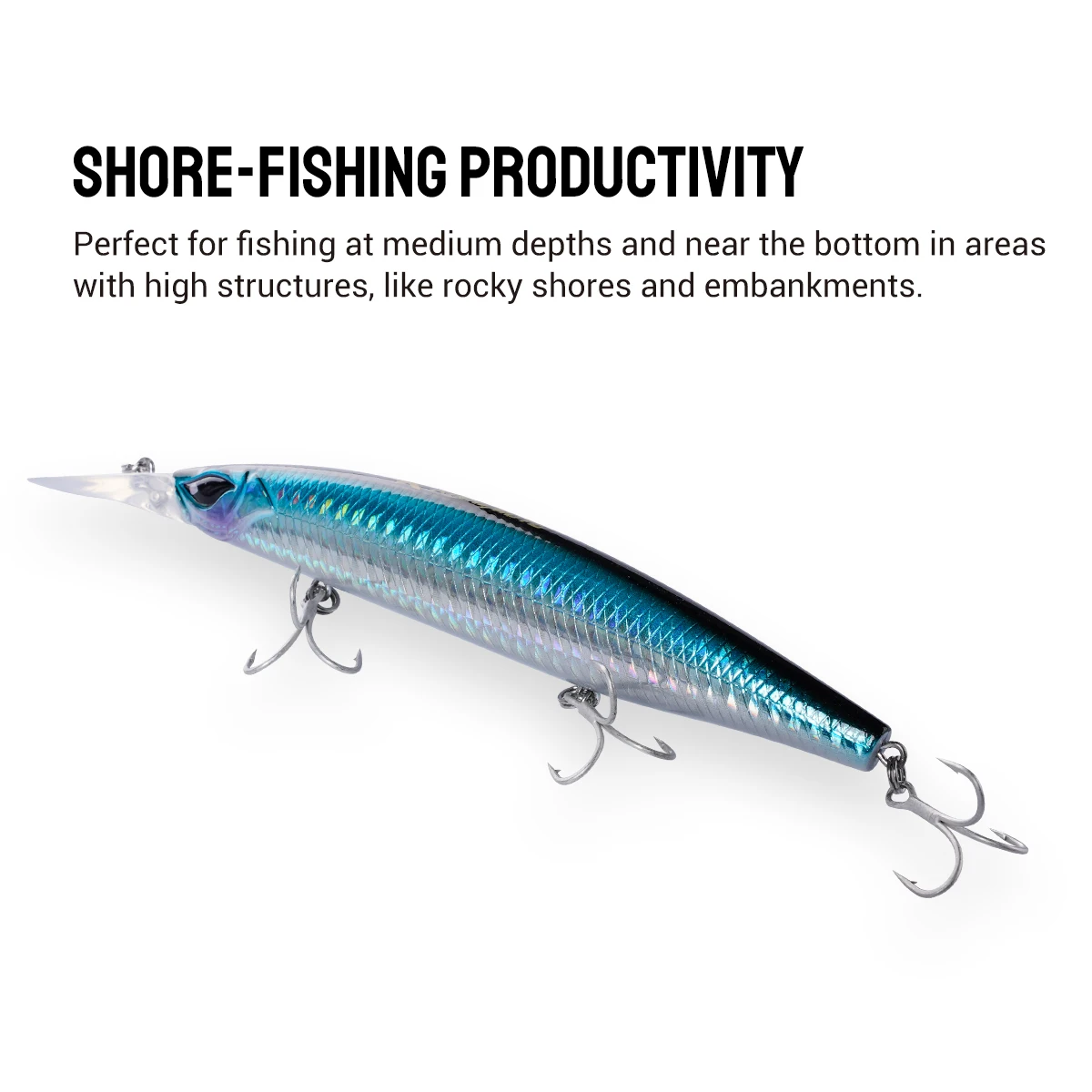 Kishimoto Diving Minnow 12.5cm 26g Sinking Fishing Lure Tungsten Weight Wobbler Jerkbait Shore Long Casting Minnow Fishing Lures