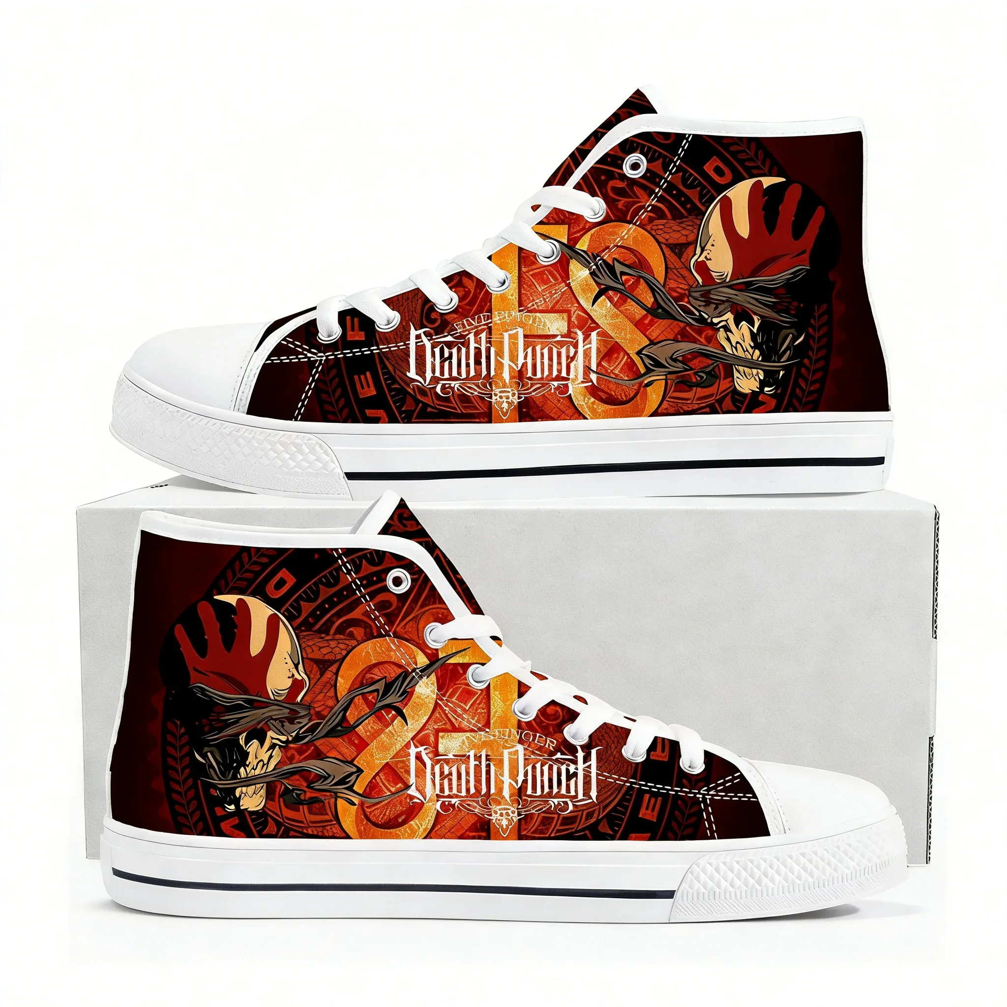 

Five Finger Death Punch High Top Shoes Men Women Teenager Canvas Sneaker High Quality Sneakers Couple Footwear Custom Shoe