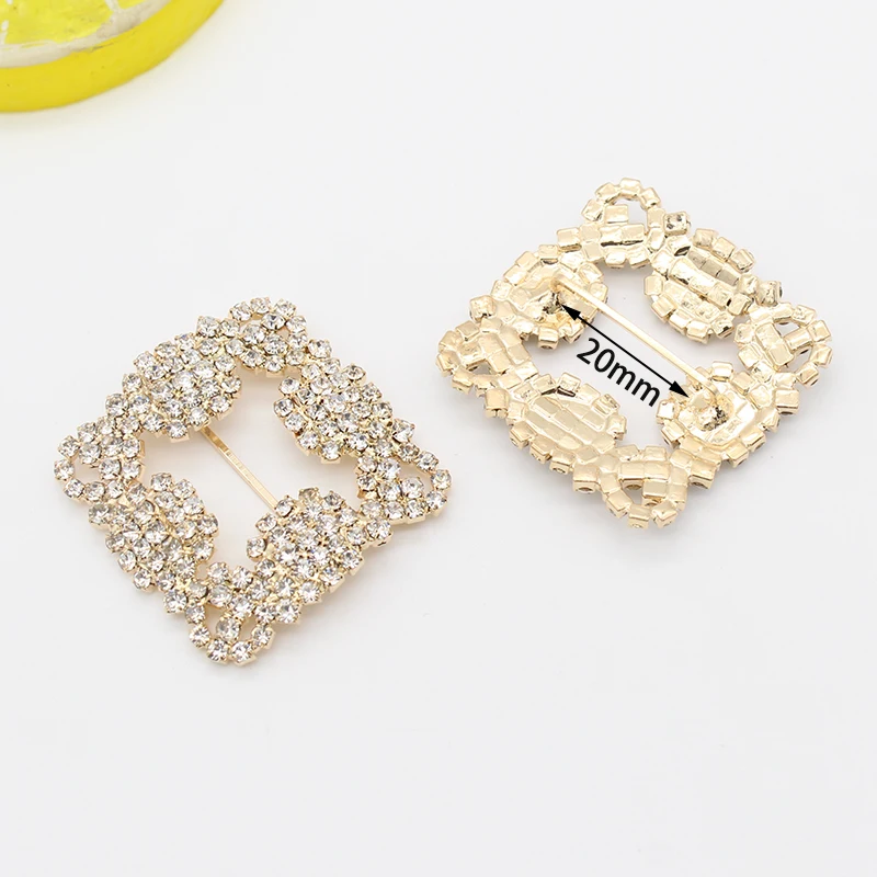 NEW 2Pcs/lot 30*30MM Shiny Square Slider Rhinestone Buckles Crystal Decor Wedding fit rib and Shoe Belt Cloth Buckles Fitting