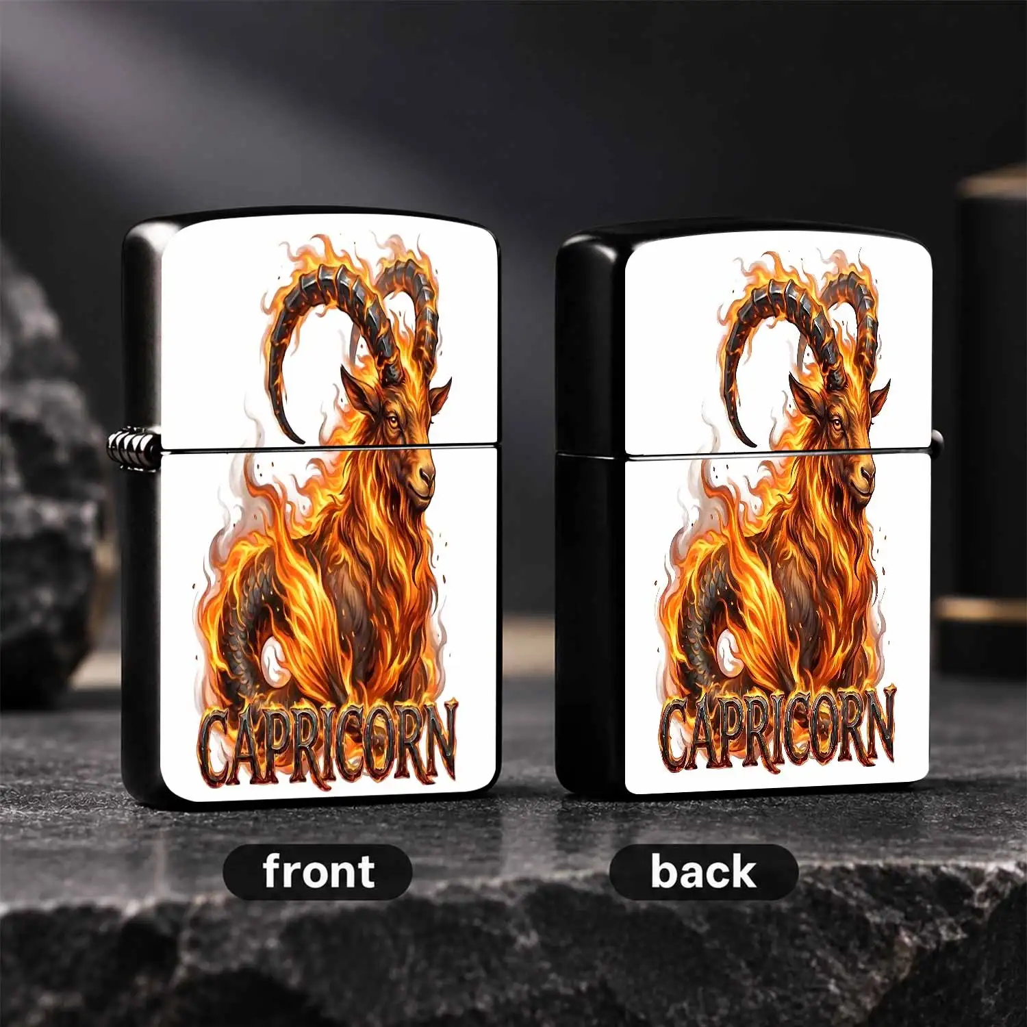 Fiery Capricorn Themed Portable Lighter, Exquisite Zodiac Sign Pattern Decor, Stylish Practical Daily Item, Ideal Unique Present For Lovers, Suitable For All Kinds Of Occasions, Fine Craftsmanship Collectible Souvenir Interesting And Humoro