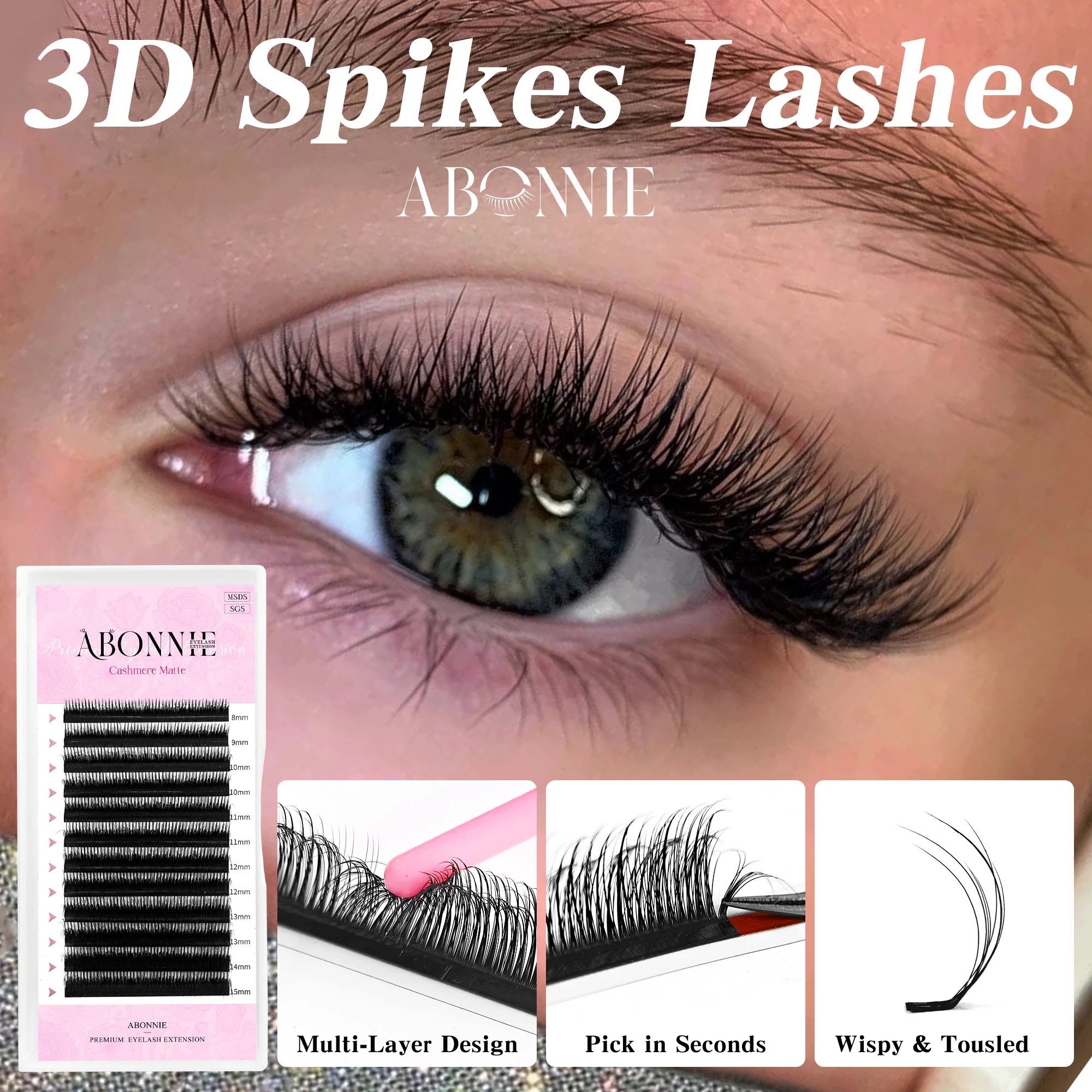 Abonnie Wispy Set Camellia Lashes 3D Fluffy Spikes Lashes Manhua Lashes Cat Eyelash Multi Layer Eyelashes