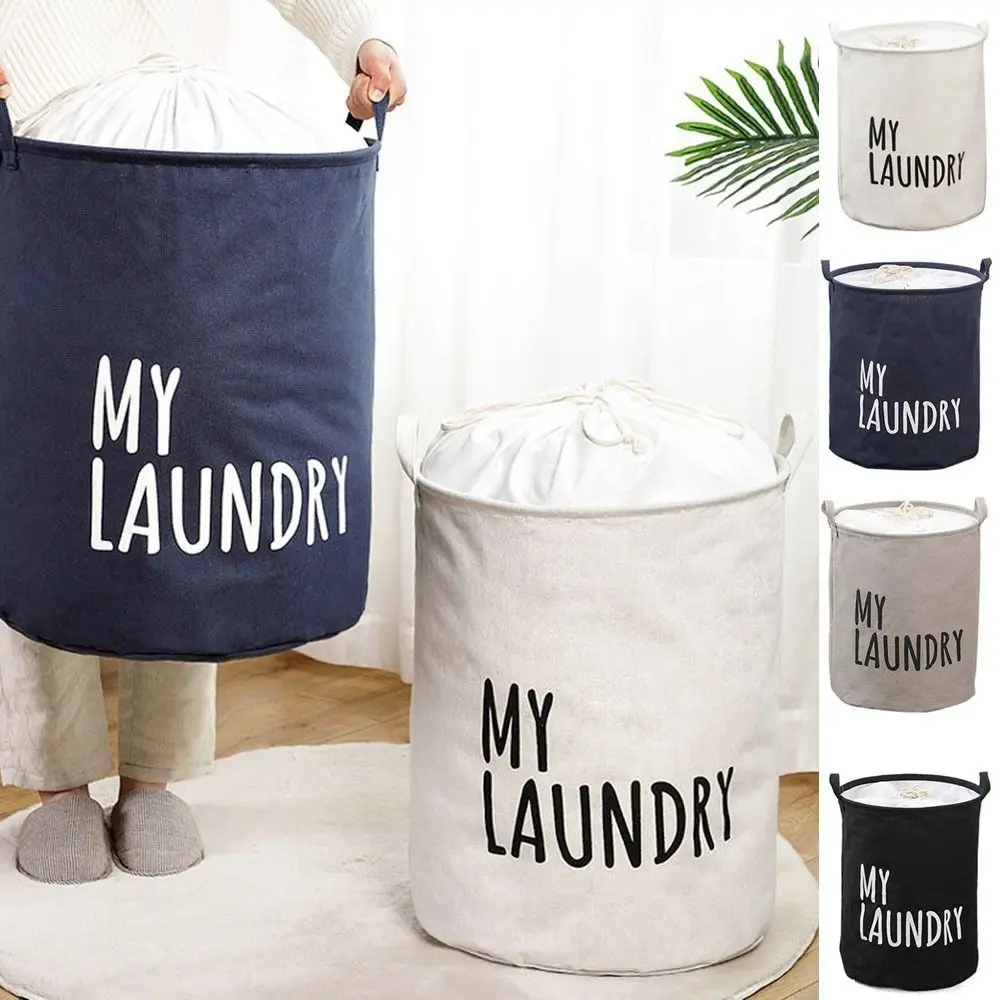Foldable Drawstring Laundry Basket Large Capacity Waterproof Clothes Storage Basket For Home Bathroom Children\'s Toy Organizer