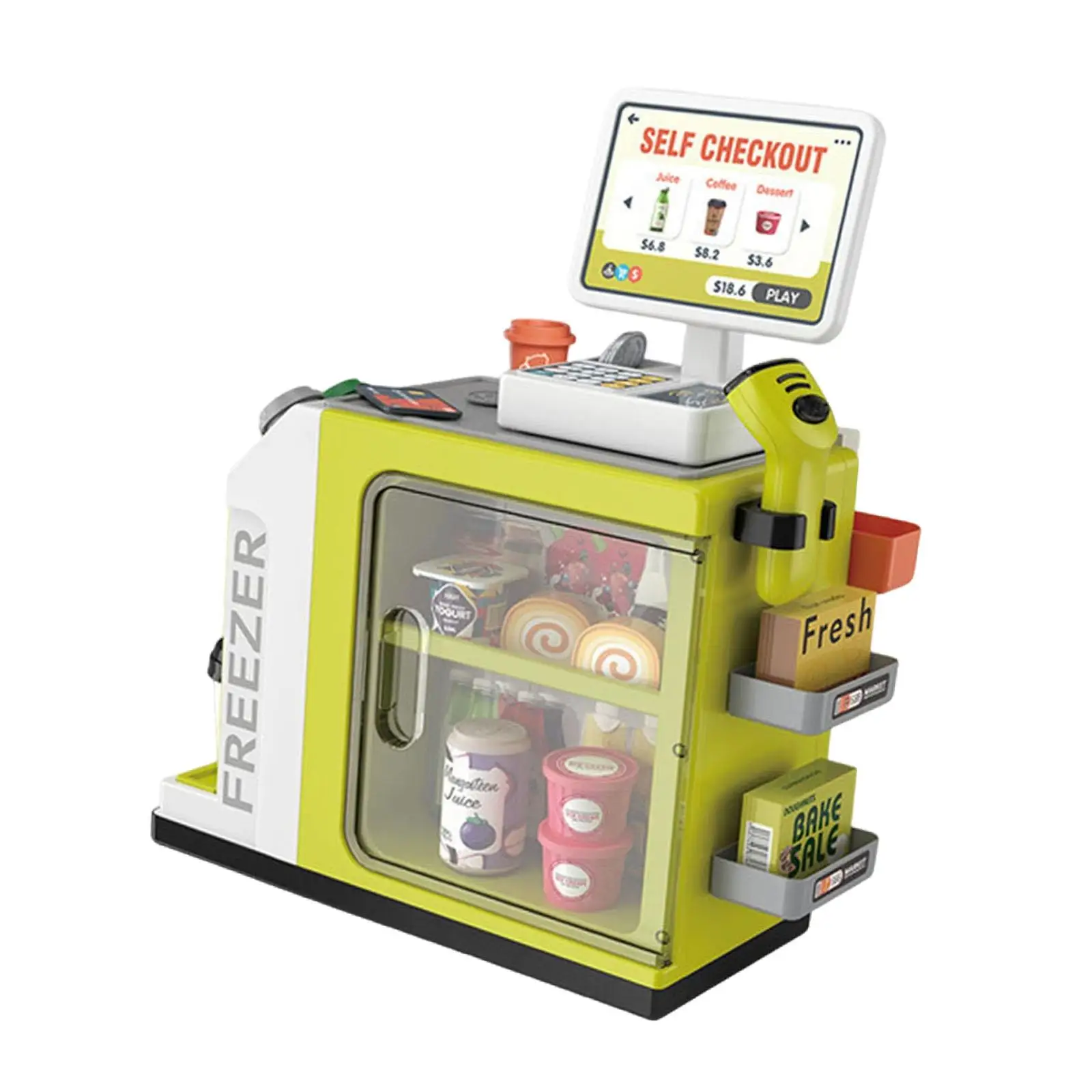 Cash Register Playset for Kids Role Play Game Grocery Toy Simulation Checkout Counter Toys for Kids Girls Boys Birthday Gift